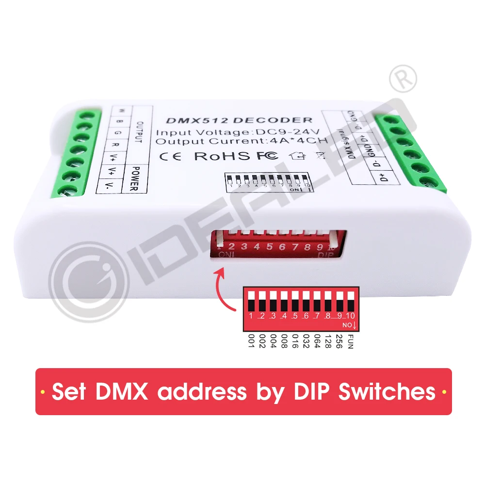 Мини 3 канальный декодер DMX RGB 4 DMX512 светодиодный диммер для управления