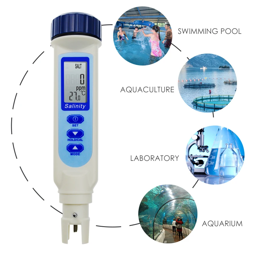 Тестер качества воды ATC ppm / ppt % S.G. 4 единицы солевого NaCl для лабораторного пруда