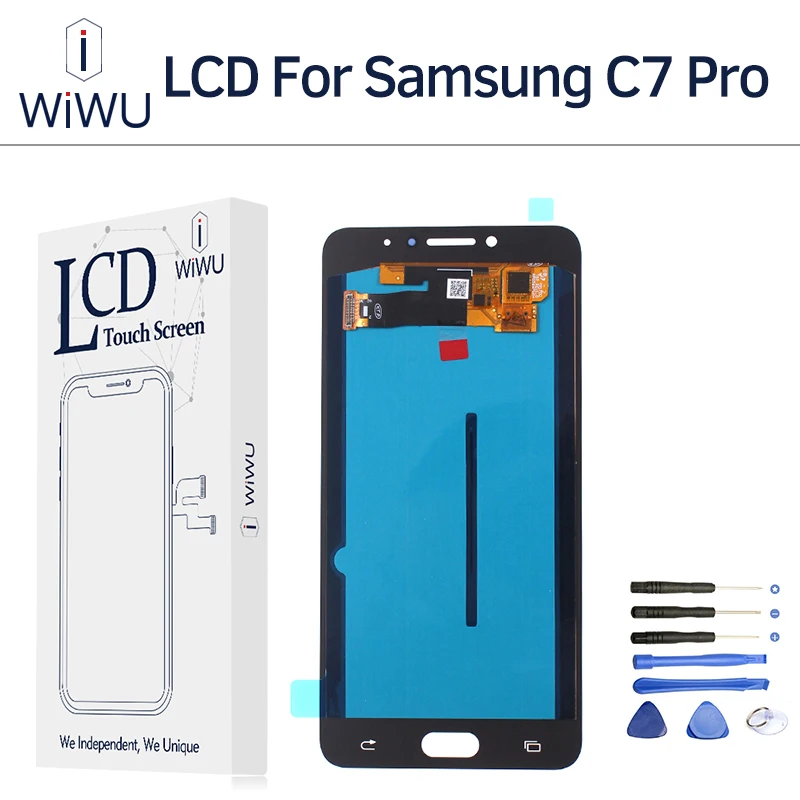 100% Tested AMOLED For Samsung Galaxy C7 Pro C7010 Lcd Replacement Touch Screen Display Digitizer Assembly 5.7&quot Pantalla Tools |
