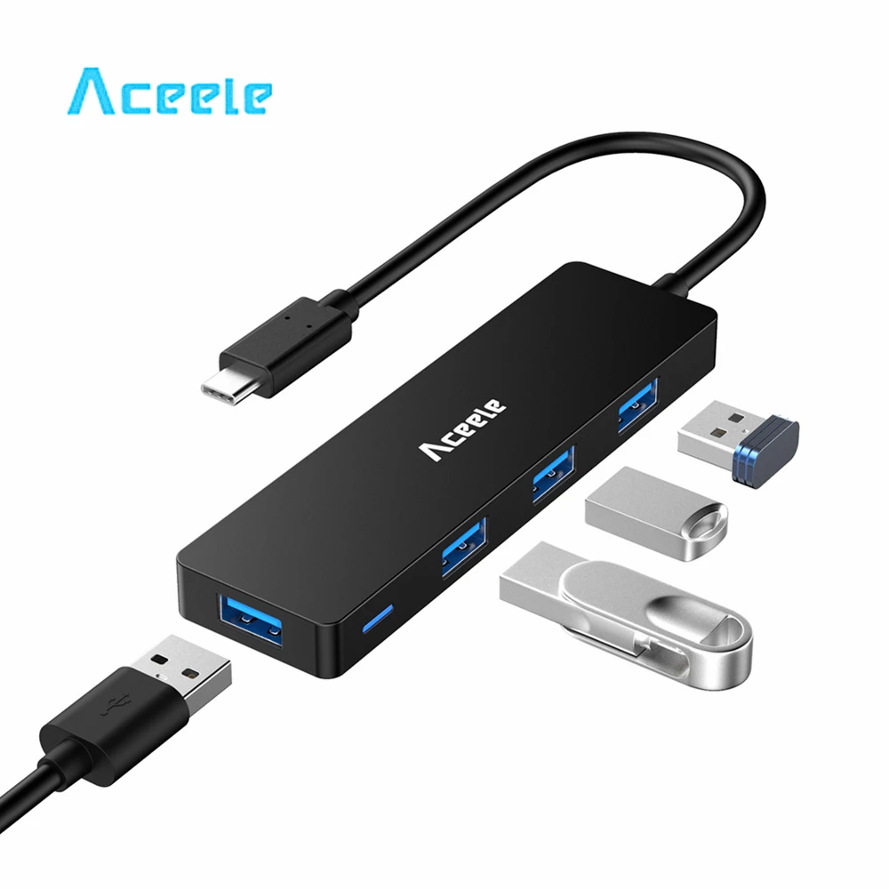Aceele USB C концентратор тип до 4 3 0 портов адаптер для ПК ноутбук мобильный телефон