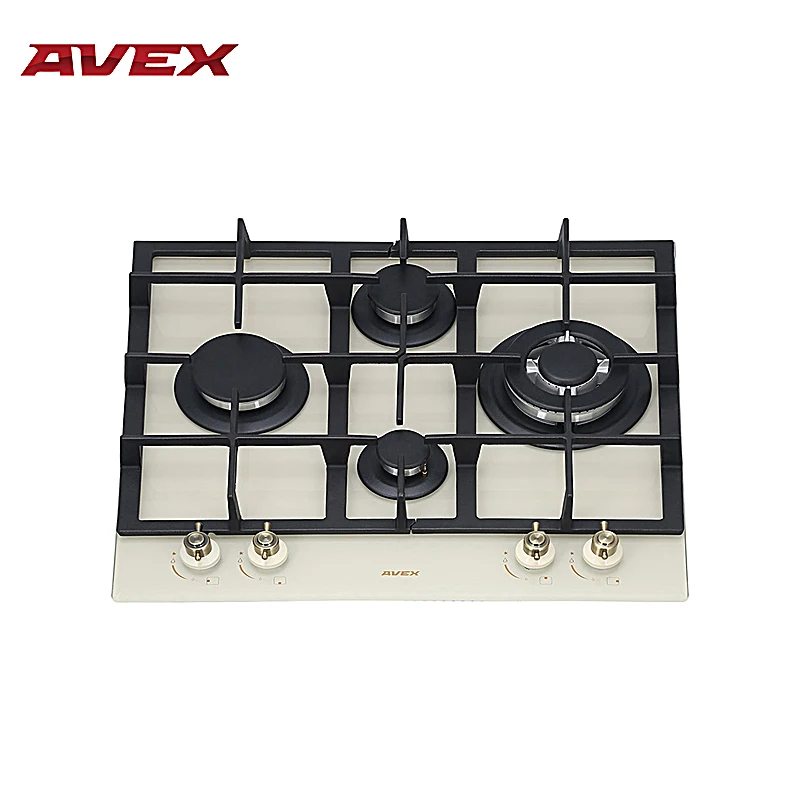 Встраиваемая панель с газконтролем чугунными решетками AVEX HM 6045 RY ширина 60 см 4