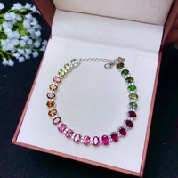 kjjeaxcmy boutique jewelry 925 silver inlaid natural tourmaline womens bracelet character support detection