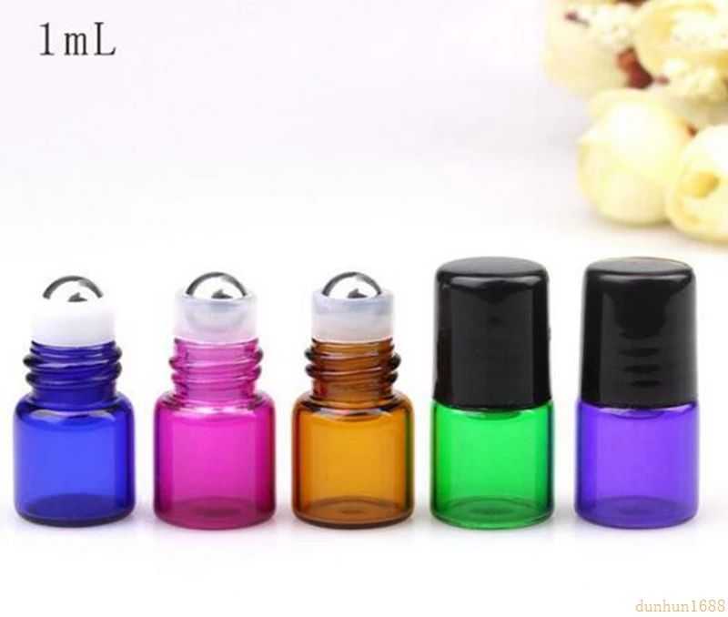 

Wholesale 3000pcs 1ml 2ml Metal Roller Bottles For Essential Oils Mini Glass Roll On Bottles With Black Lid#45634