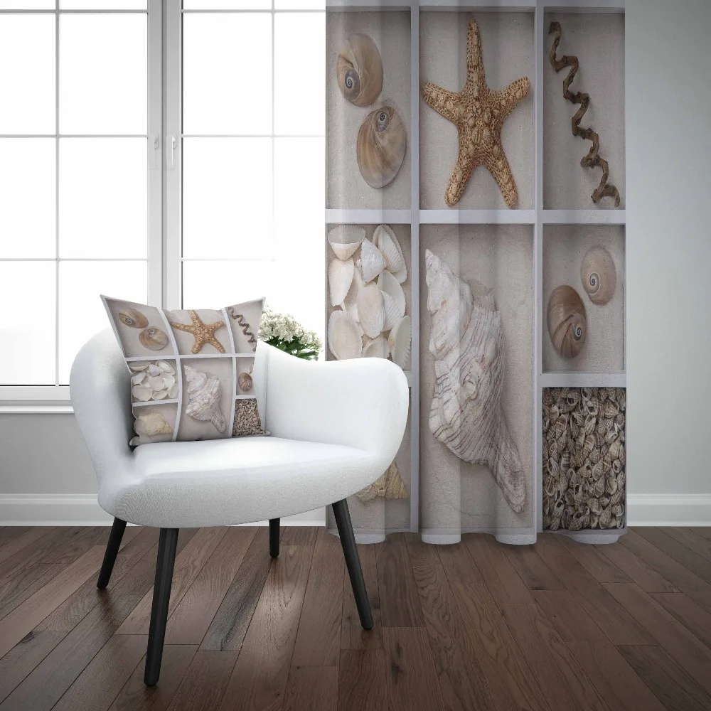 Еще белый серый шкаф полки морские звезды ракушки 3D принт Гостиная Спальня окна
