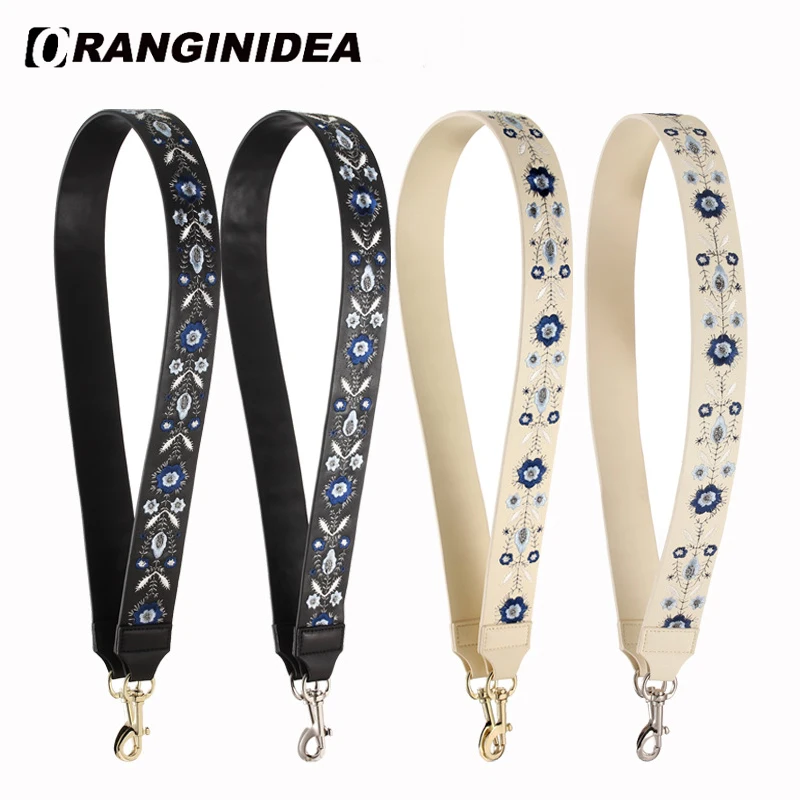 

Cow Leather Shoulder Strap for Bags Embroidery Strap Belt Women Handbag Shoulder Crossbody Bag Straps Replacement Accessories