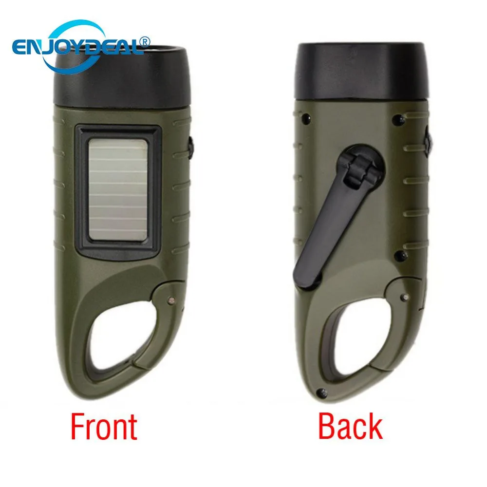 

Mini Portable Hand Crank LED Solar Powered Rechargeable Emergency Powerful LED Flashlight Torch For Outdoor Camping