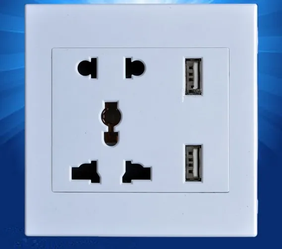 Лидер продаж универсальная настенная розетка с двумя USB портами белого цвета 110 250