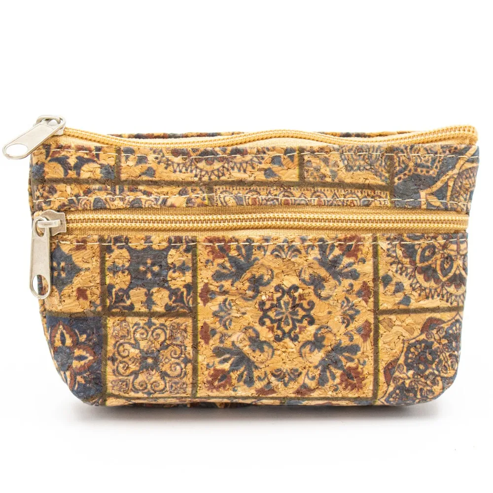 Кошелек из натуральной пробки с цветным принтом ручной работы сумочка для монет