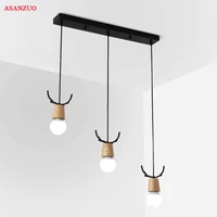 nordic wood pendant lamp for restaurant bedroom living room bar pendant lights creative iron hanging lamp