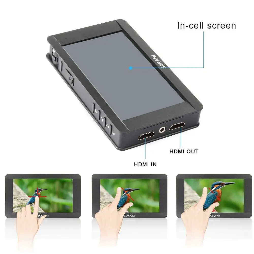 Монитор для фотокамеры Sokani SK 5 'ƊK HDMI монитора камер Sony Panasonic + аккумулятор