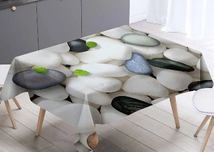 3d скатерть с бабочками камнями цветами и листьями моющаяся Пылезащитная плотная
