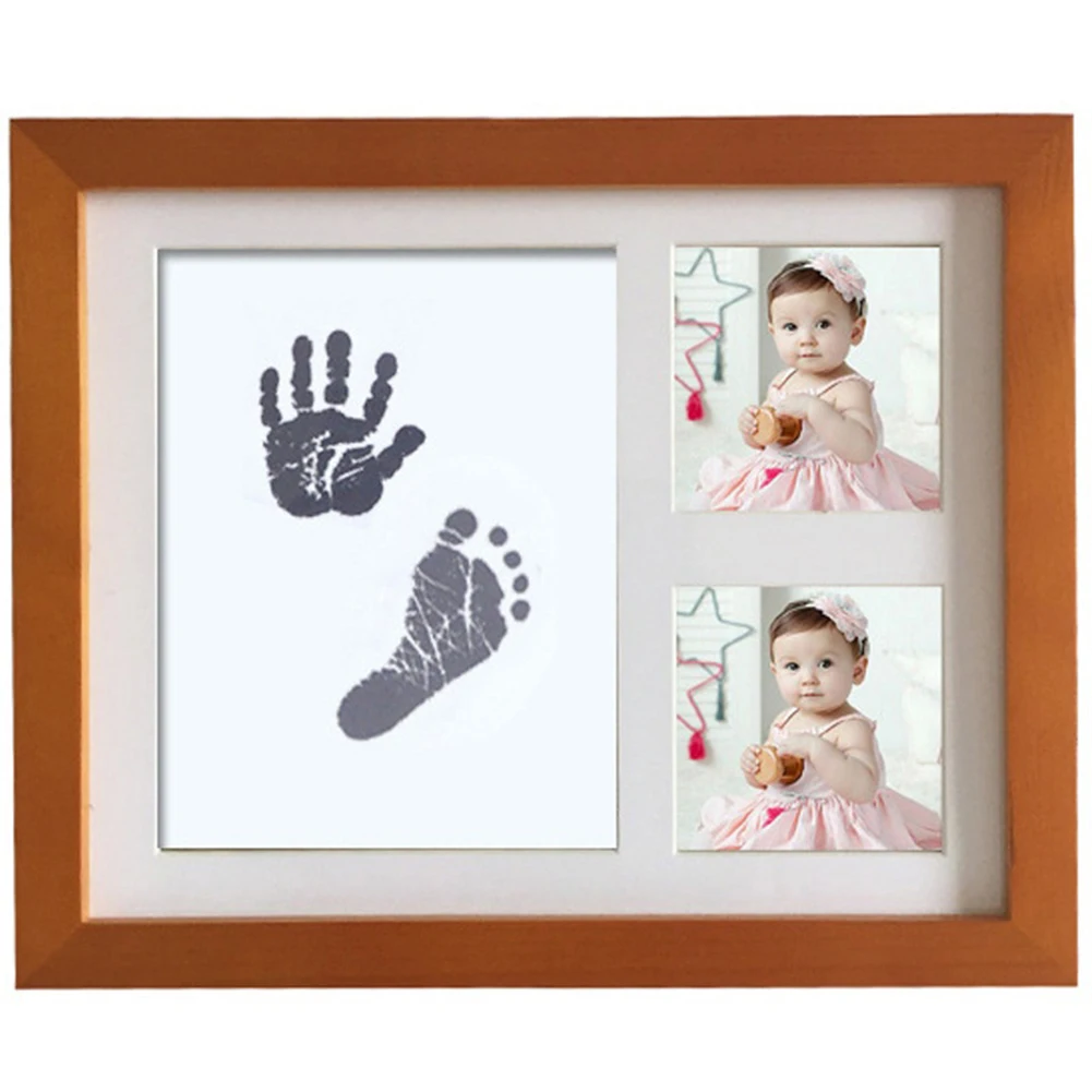 Для новорожденных handprint след нетоксичные чернила pad древесины фото Рамки