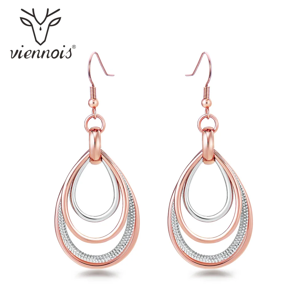 Viennois Разноцветные серьги-капельки из розового золота для женщин, женские новые аксессуары, ювелирные изделия