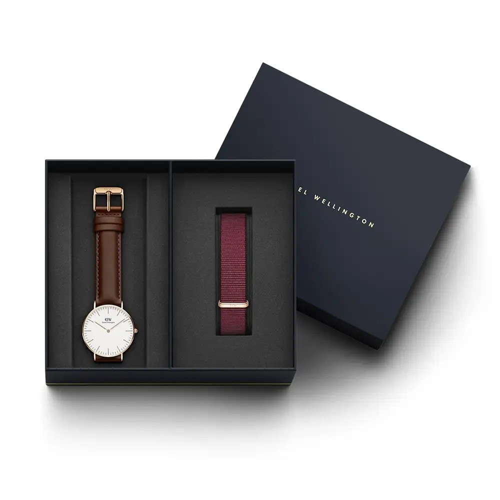 Наручные часы Daniel Wellington Classic St Mawes 36 мм RG White + часовой ремешок Roselyn для часов