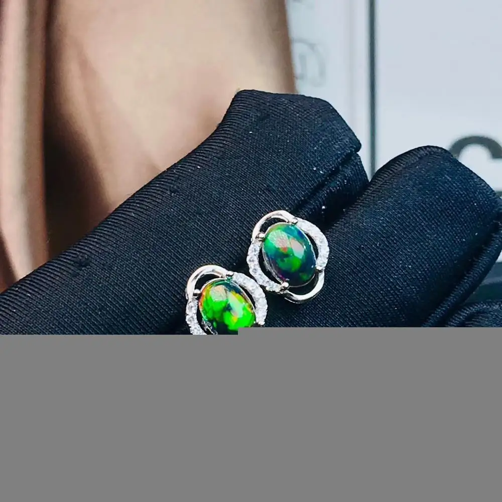 KJJEAXCMY boutique jewelry 925 sterling silver inlaid natural gemstone black Opal female ring necklace pendant earrings set supp | Украшения