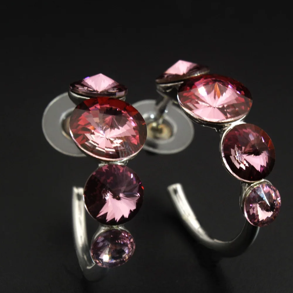 Красные серьги кольца Swarovski|Серьги-кольца| |