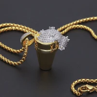 luxury full rhinestone styrofoam cup pendant necklace bling bling hip hop necklace iced out unisex jewelry trendy gift