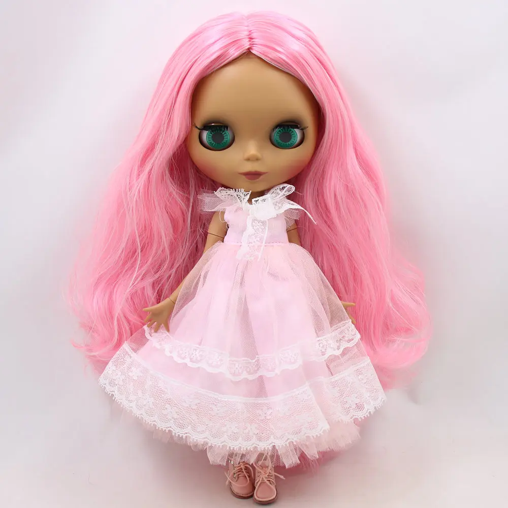 

ICY DBS Blyth Doll No.BL1003/898 Pink mix White hair Black Matte face Joint body 1/6 bjd ob24 anime