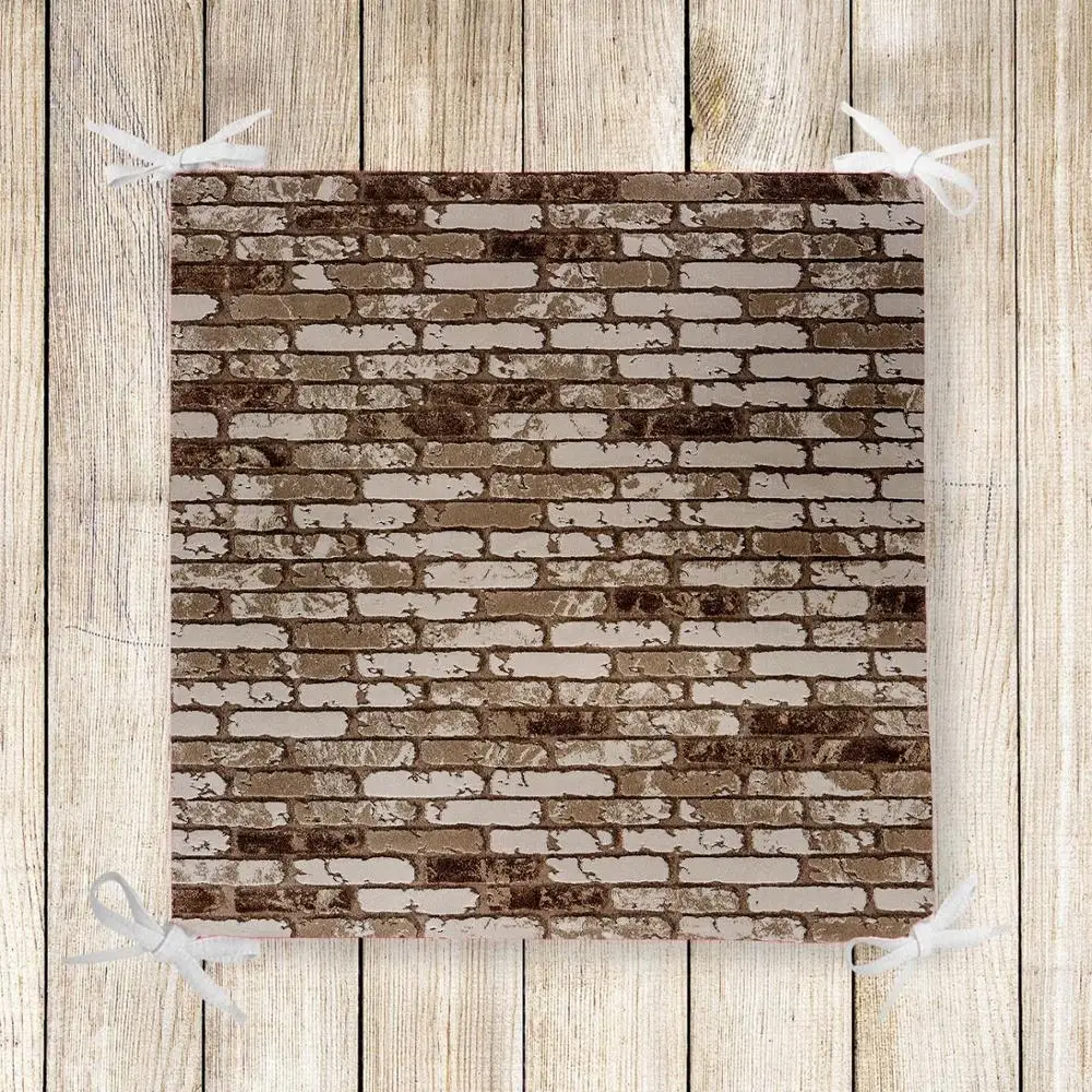

Else Brown Black Brick Wall Stones 3d Print Square Chair Pad Seat Cushion Soft Memory Foam Full Lenght Ties Non Slip Washable
