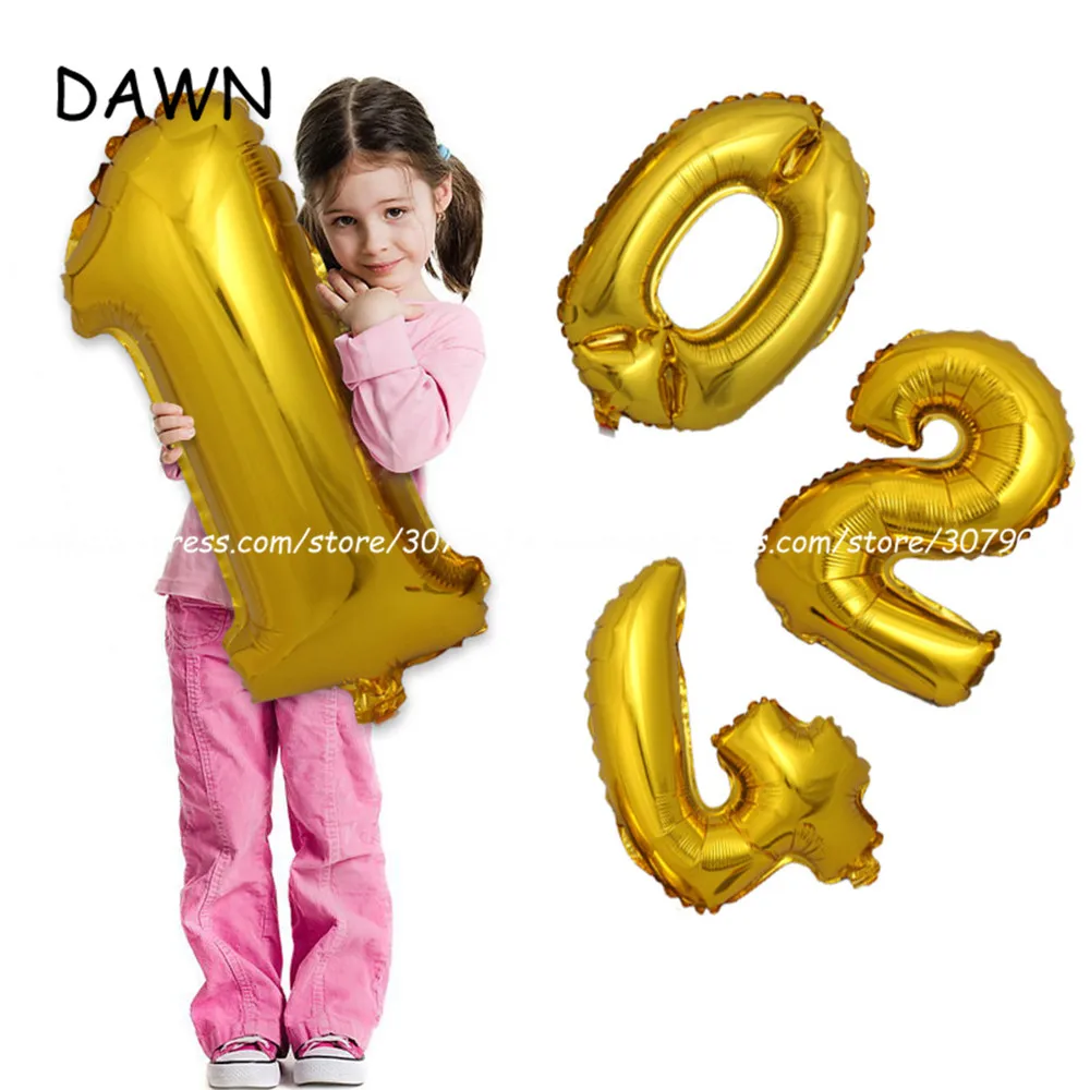

1PC 32inch Gold Silver Number Balloon Digit Foil Helium Balloons Wedding Decoration Birthday Party Celebration Air Balloon