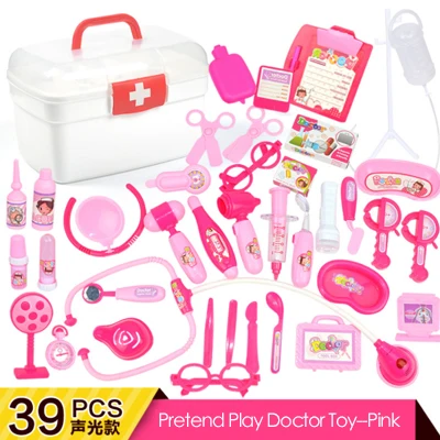 39 Pcs-Pink 1 Набор, забавные ролевые игры, настоящая жизнь, косплей доктора, игра, игрушка, доктор, медсестры, ролевые игры, медицинский набор, набор ролевых игрушек, подарок на год, D41 - Цвет: 39 Pcs-Pink