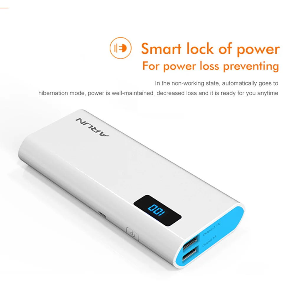 ARUN 10000 мАч Внешний аккумулятор внешний 2 USB подлинное Универсальное портативное