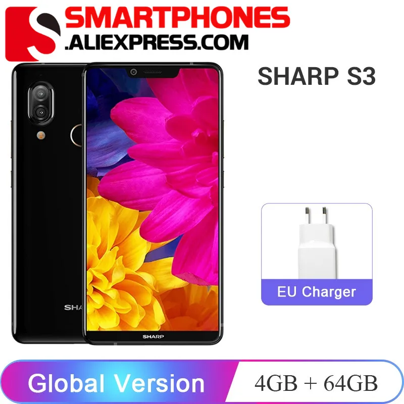 SHARP AQUOS S3 смартфоны Android 8 0 4 Гб + 64 6 &quotFHD Snapdragon 630 Восьмиядерный GO 12MP 3200 мАч мобильный
