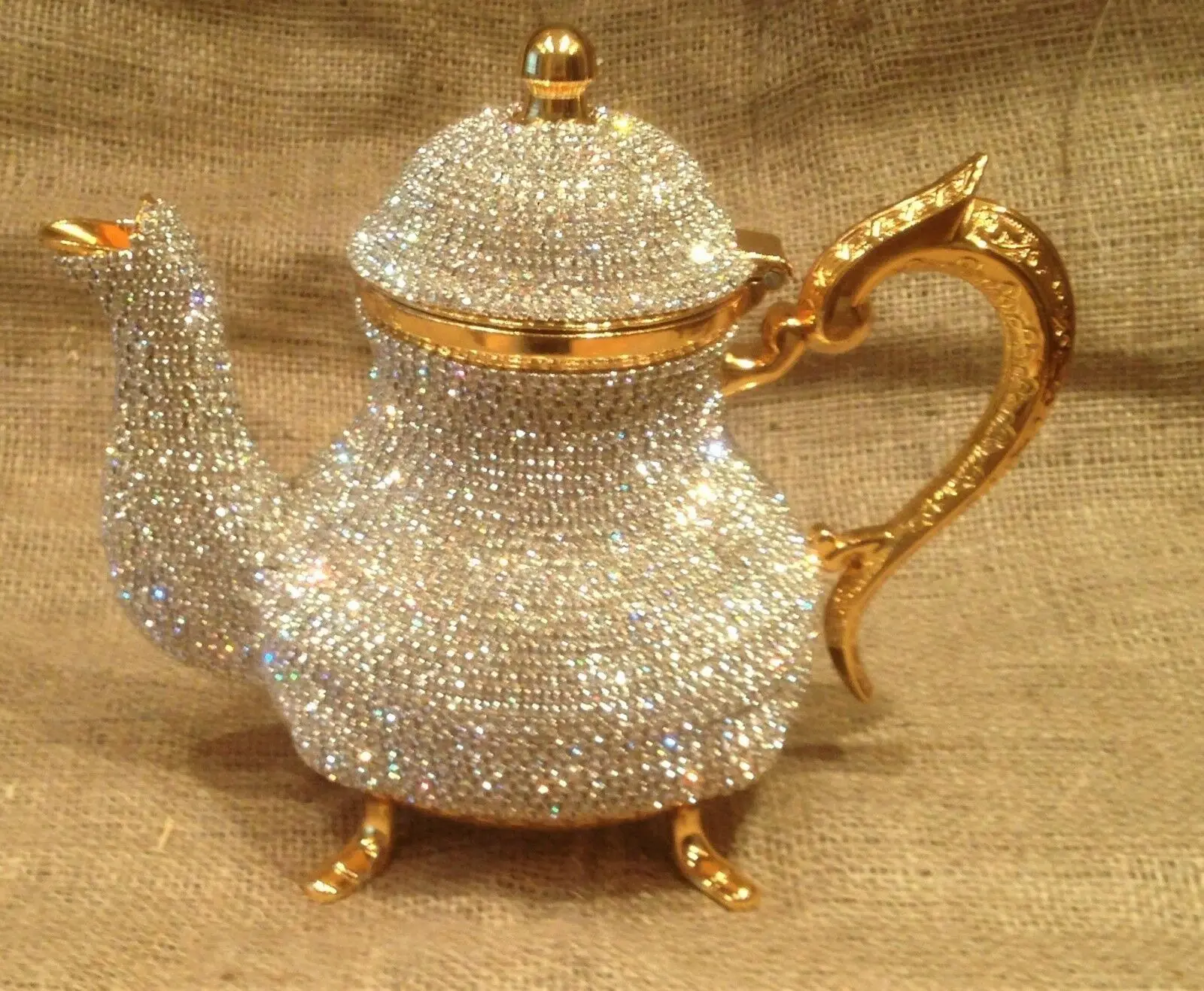 

Swarovski Украшенные камни, медные Чайники заварочные высокого качества ручной работы роскошные золотые