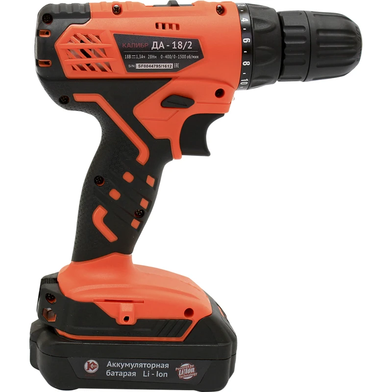 Аккумуляторная дрель-шуруповерт с Литий-Ионной батареей Калибр ДА-18/2 + (18B 2