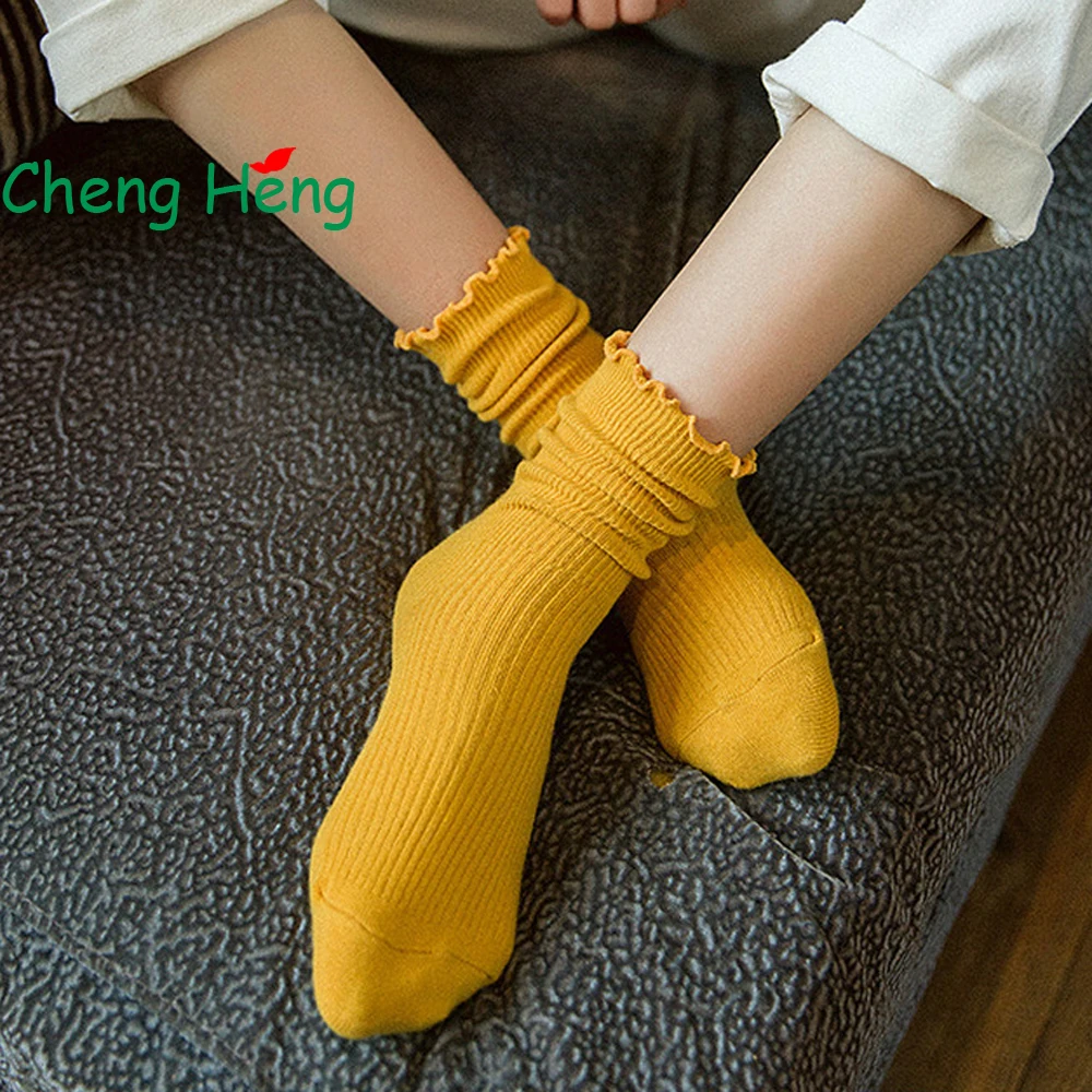

Однотонные хлопковые носки Cheng Heng, 10 цветов, распродажа, летние и осенние