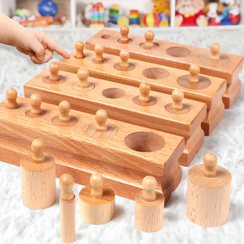 

Montessori Materials Toys for 3 Year Cylinder Blocks Set Montessori Educational Wooden Toys Learning Math H1966F
