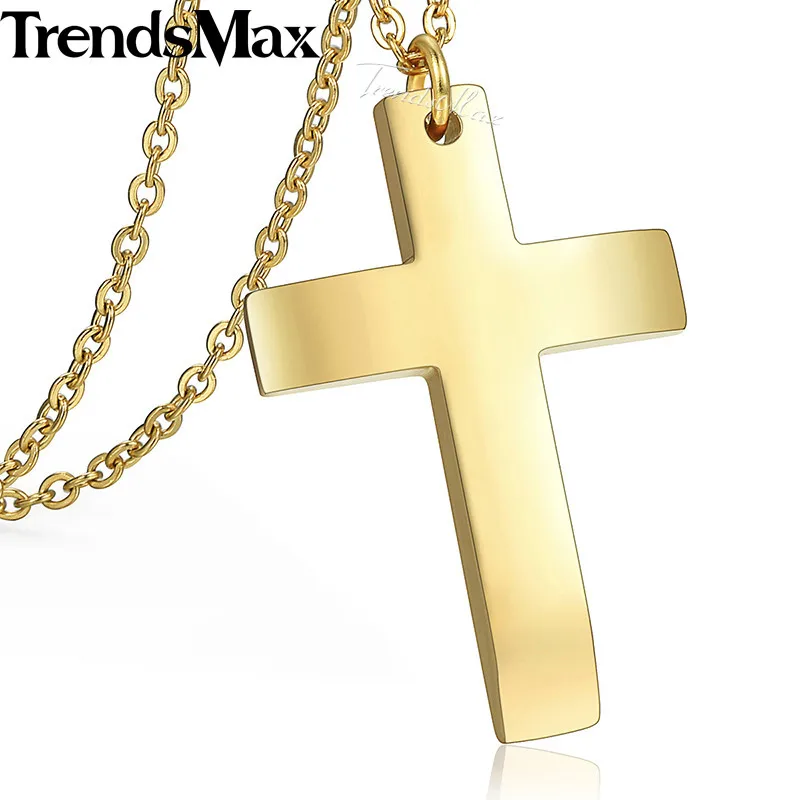 Trendsmax классическое колье с подвеской в виде Креста для мужчин и женщин цепочка из