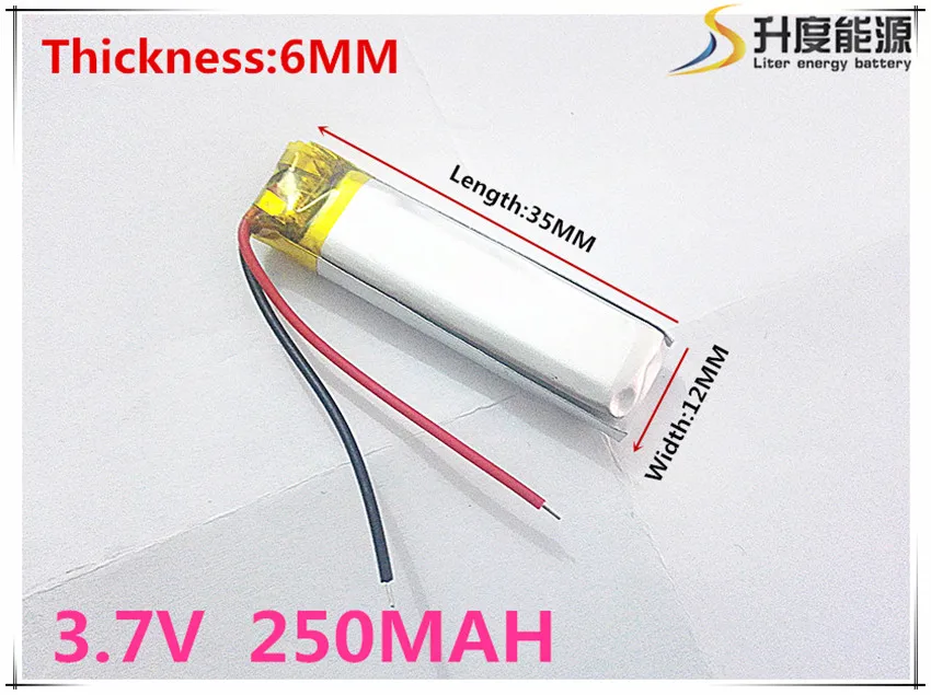 Полимерный аккумулятор 250 mah 3 7 V 601235 умный дом MP3 колонки литий ионный для dvr GPS mp3 mp4