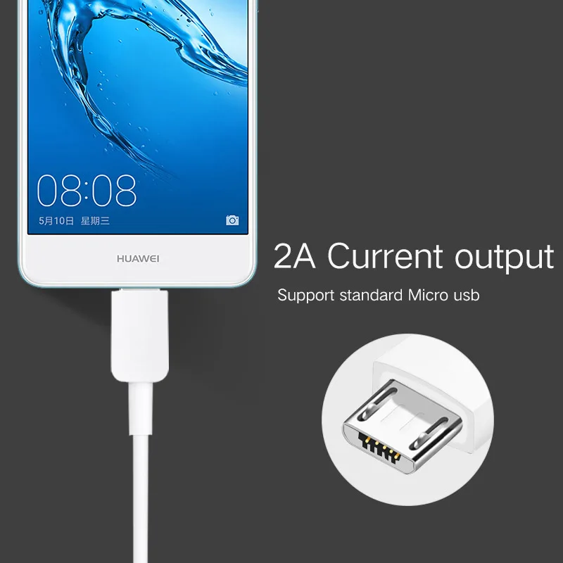 Кабель Micro USB Huawei 2A для быстрой зарядки Mate8 Mate S Mate7 P8 Max Lite P7 P6 Honor V9 Play 9i 9 8X 8Xmax 8 7 7i 6
