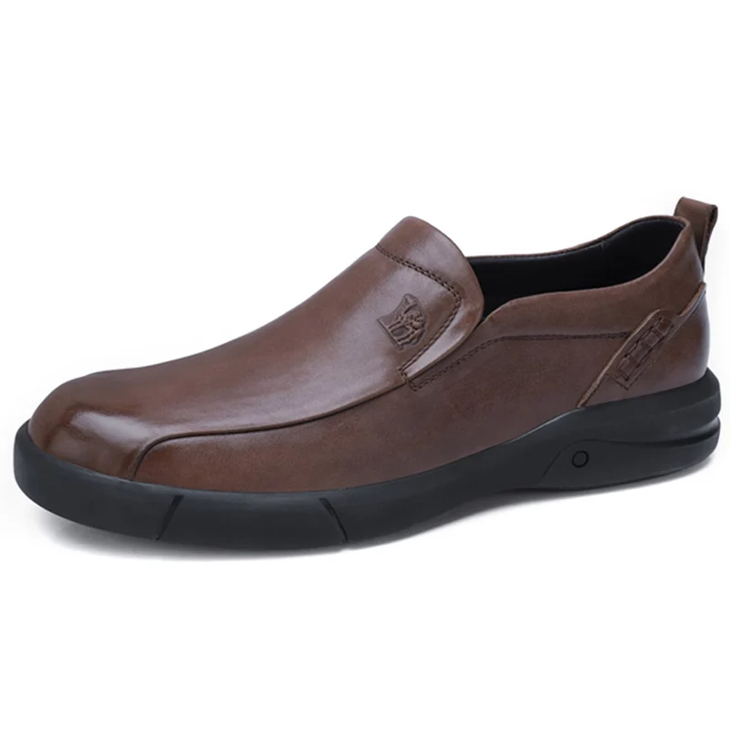A832155830Brown CAMEL/мужская повседневная обувь мужские лоферы в английском стиле из мягкой воловьей кожи с воском; повседневная обувь в деловом стиле на нескользящей подошве - Цвет: A832155830Brown