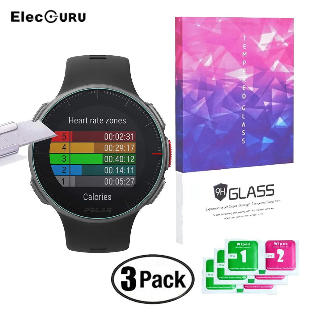 Закаленное стекло для защиты экрана для Polar Vantage M V Smartwatch, твердость 9H 2.5D Защита от царапин пузырьковая защитная пленка, 3 шт