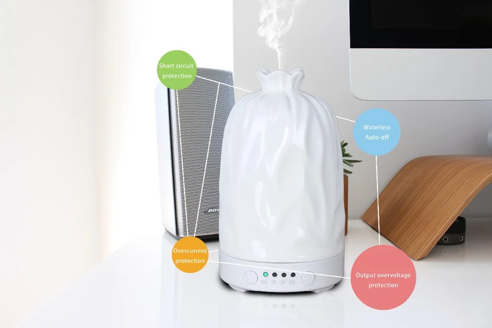 100 ml Hand Crafted Ceramic Ultrasonic Air Humidifier Portable Mini Aroma Essential Oil Diffuser for Car Room Home Office | Бытовая
