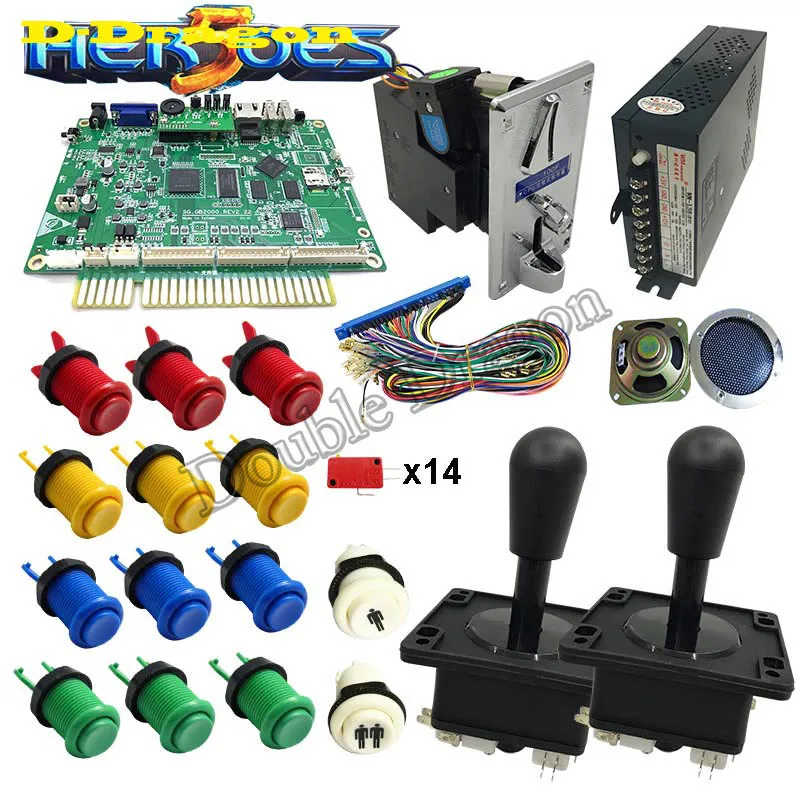 happ joystick Игровой набор для монет 2323in 1, многоигровая печатная плата с джойстиком, светодиодный блок питания, 28P JAMMA Loom - Цвет: happ joystick