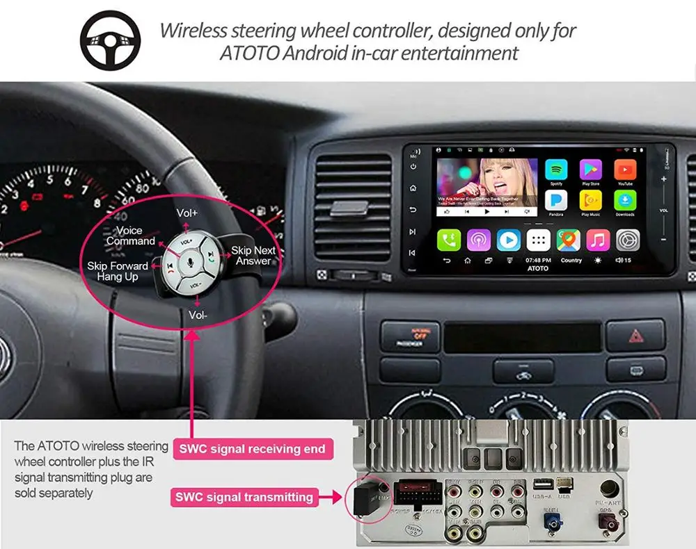 Автомобильный GPS навигатор ATOTO A6 с 2 динамиками и Android для избранных toyota / x Bluetooth
