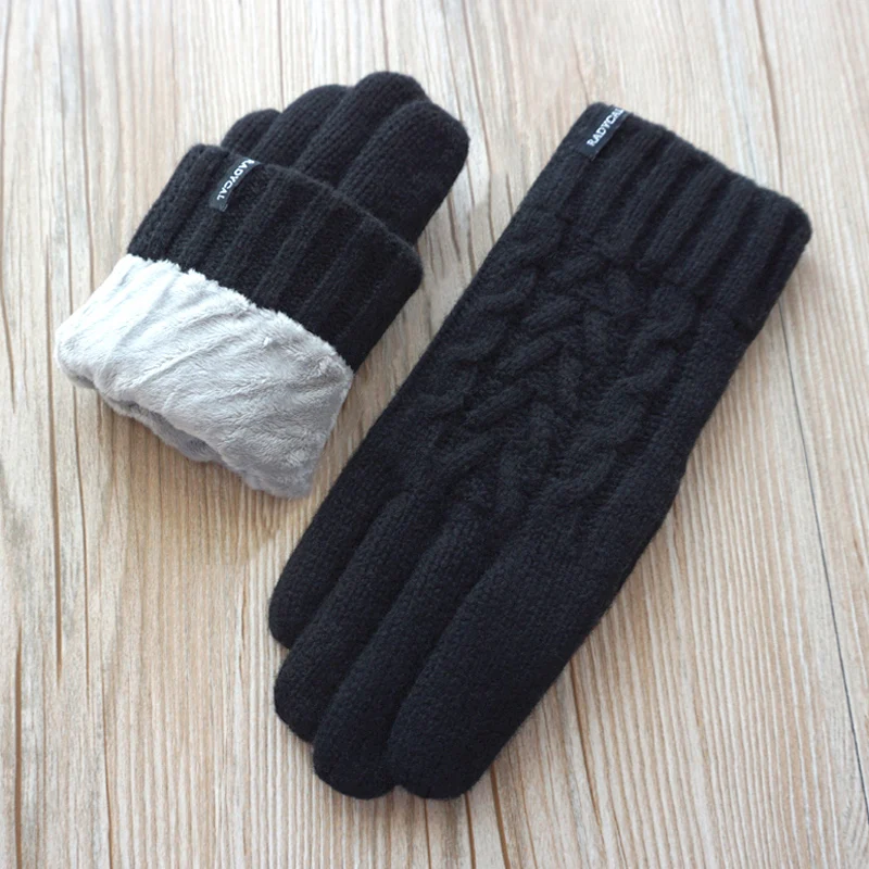 Женские перчатки, мода двойной утолщенный чистая шерсть вязаная теплая перчатка Женские уличные зимние теплые перчатки для вождения Беспл... от AliExpress RU&CIS NEW