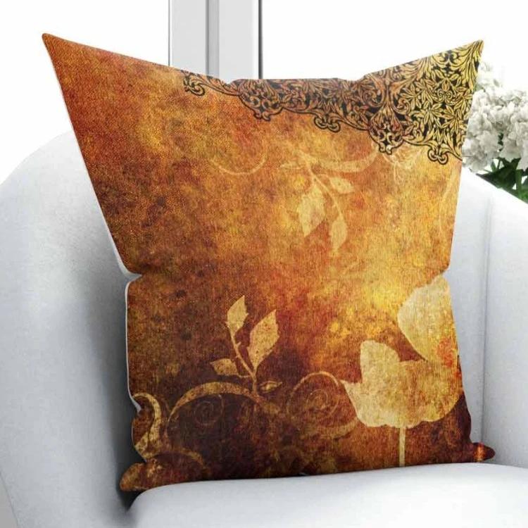 

Else Brown Yellow Autumn Ethnic Vintage Flowers Leaves 3D Print Throw Pillow Case Cushion Cover Square Hidden Zipper 45x45cm