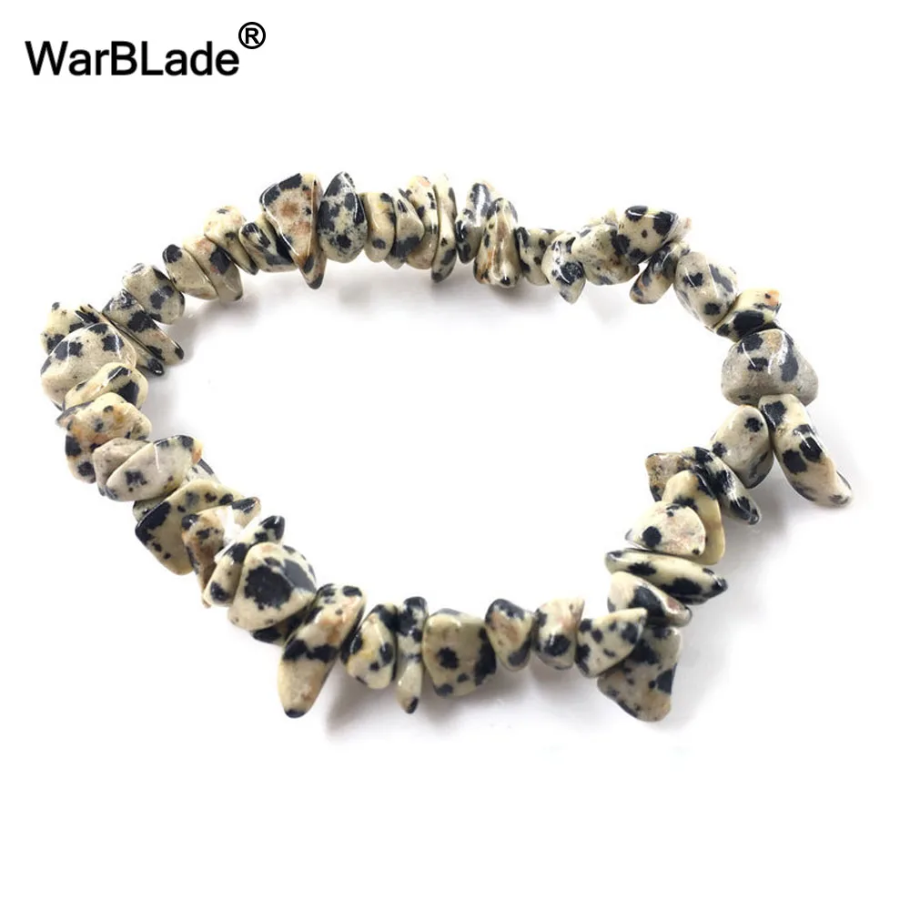 Spotted stone WarBLade 35 цветов натуральный браслет с драгоценным камнем для женщин тигровый глаз Кристалл кварц стрейч чип бусины самородки браслеты - Окраска металла: Spotted stone