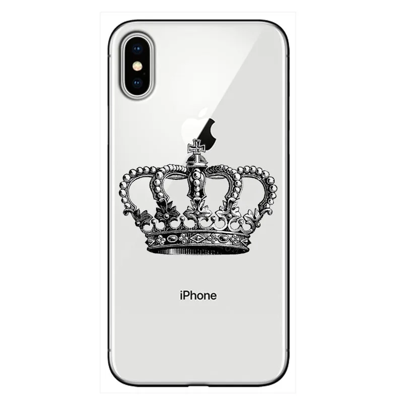 Прозрачный мягкий чехол для телефона из ТПУ с рисунком короны King queen iphone 6 6S 7 8 Plus 11