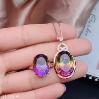 kjjeaxcmy boutique jewelry 925 sterling silver inlaid amethyst gemstone female ring necklace pendant set new luxury