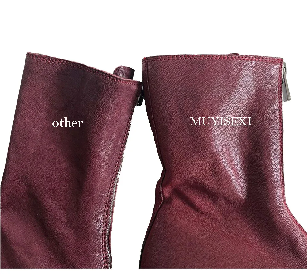 Ботинки из натуральной кожи на молнии спереди Женские ботинки осень и зиму Цвет