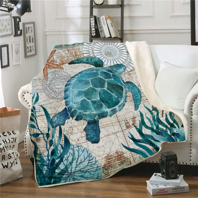 Новые 3D морские организмы черепаха пледы одеяло шотландский узор