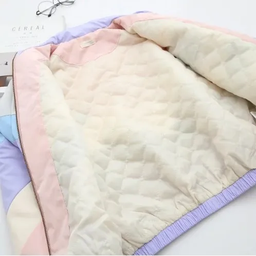 Thick cotton padded Бейсбольная спортивная куртка в японском стиле, ветровка для тенниса, Непромокаемая Куртка пастельных цветов с нашивками, дождевик с капюшоном - Цвет: Thick cotton padded