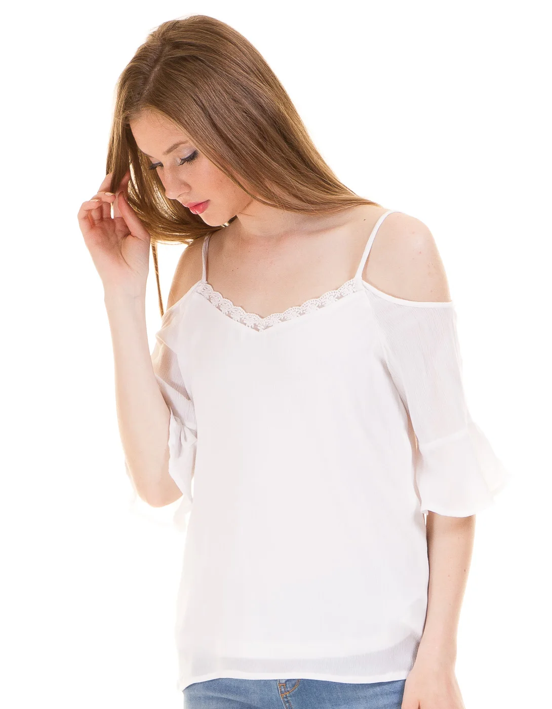 Белый с плечи блузка nmalberte от Noisy May|white blouse|blouse white |