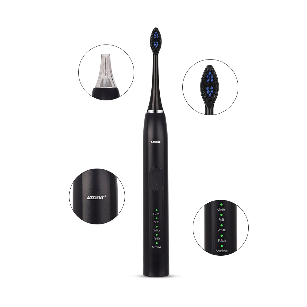 Adjustment 5 Modes Sonic Electric Toothbrush Rechargeable Black Ultrasonic Toothbrush Dental Health Care Adult Tooth Whitening