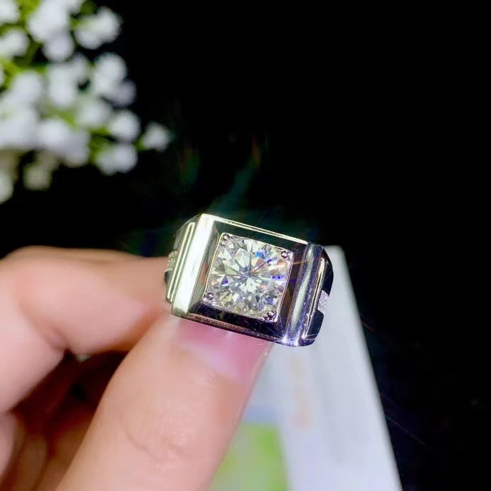 KJJEAXCMY бутик ювелирных 925 с инкрустацией, из чистого серебра 1 карат Mosang diamond для мужчин кольцо с сертификатом